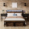 Queen Size Bed Frame with Headboard, Metal Platform Bed Frame with Storage Shelf, Metal Slats Support, No Box Spring Needed - 3 of 4