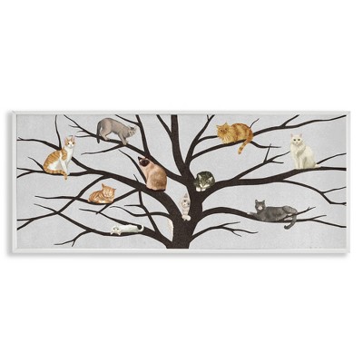Stupell Industries Cats In Tree Pet Painting Black Framed Giclee Art