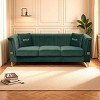 83.5" Velvet 3-Seater Chesterfield Sofa,Vertical Channel Tufted Couch with Gold Metal Legs & 2 Pillows for Living Room-Baofuwish - 2 of 4