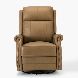 Irene 30.5" Wide Genuine Leather Manual Recliner with Rolled Arms | ARTFUL LIVING DESIGN - 1 of 4