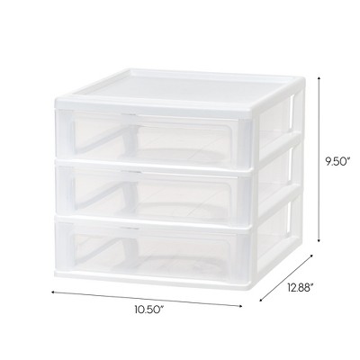 White Clear View Plastic 3-Drawer Desktop Organizer