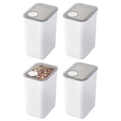 Set of 4 White BPA-Free Plastic Airtight Canisters