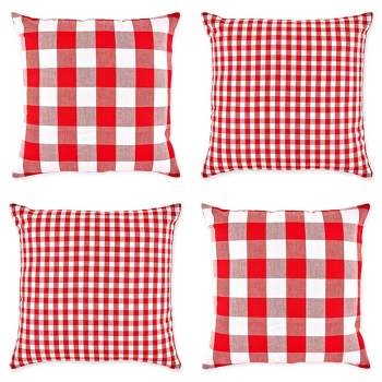 4pk 18"x18" Gingham Buffalo Check Assorted Square Throw Pillow Covers - Design Imports