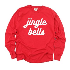 Simply Sage Market Women's Jingle Bells Bold Cursive Long Sleeve Garment Dyed Tee - 1 of 4
