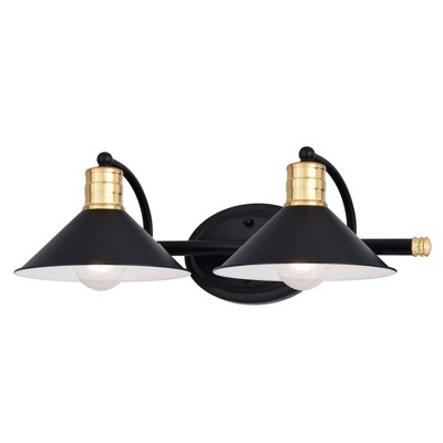 Vaxcel Akron 2 - Light Vanity in  Matte Black/Natural Brass