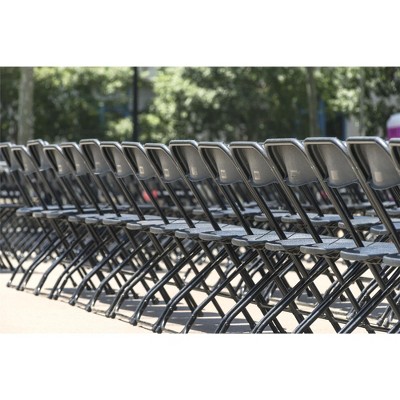 Black Heavy Duty Plastic Folding Chair with Steel Frame, 8 Pack