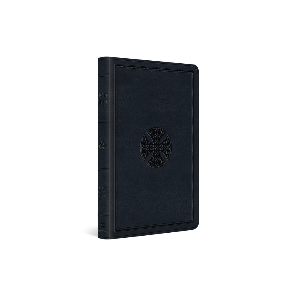 ESV Large Print Value Thinline Bible (Trutone, Navy, Mosaic Cross Design) - by Esv Bibles (Leather Bound)