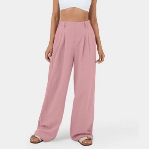 Women's High - Waisted Cotton Straight - Leg Wide - Leg Pants, Loose & Casual Long Trousers - 1 of 3