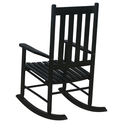 Transitional Black Acacia Wood Rocking Accent Chair