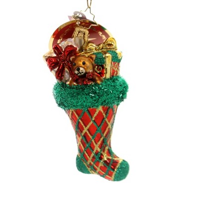 Christopher Radko 4.75" Argyle Smile Stocking Plaid  -  Tree Ornaments