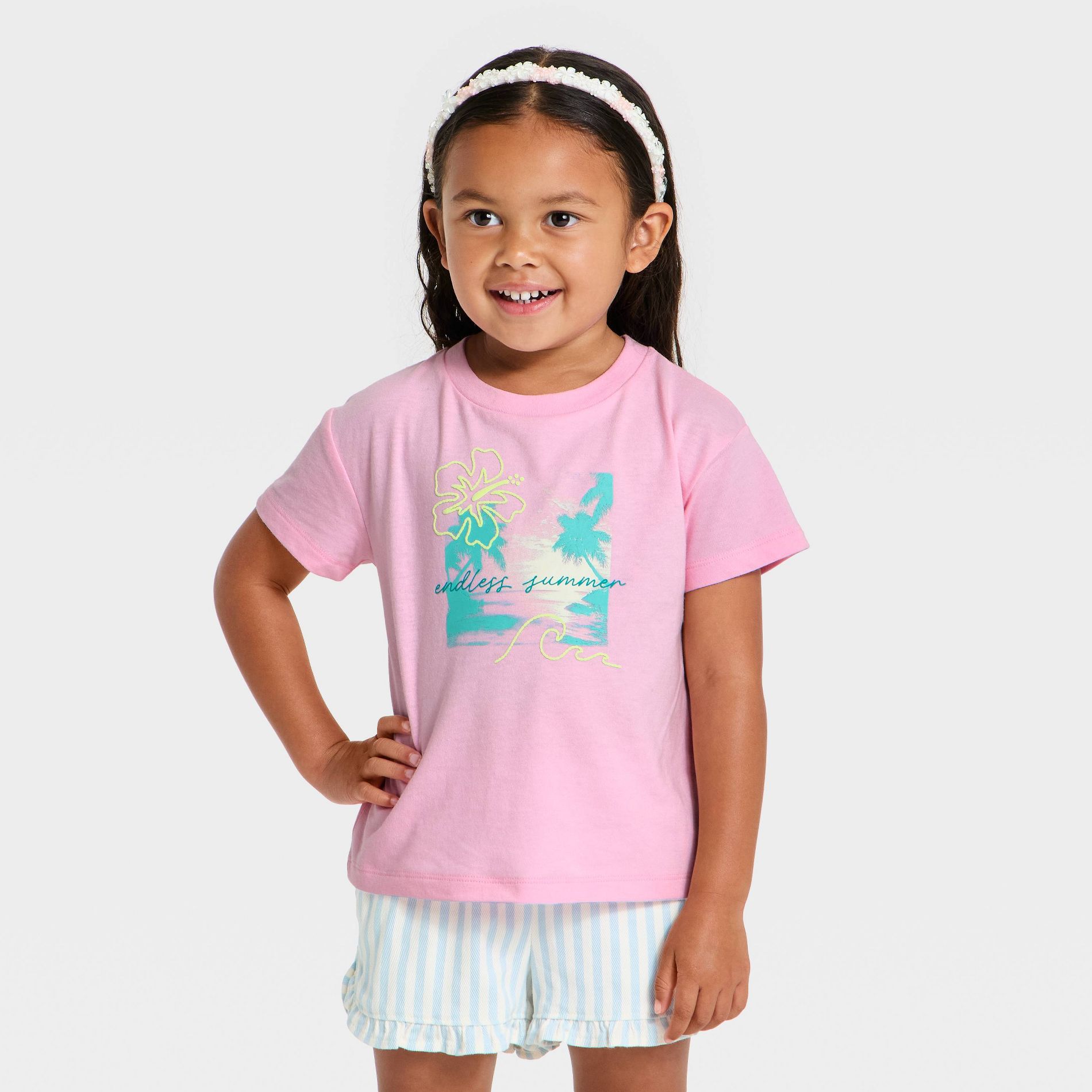 Toddler Girls' Short Sleeve Endless Summer Graphic Relaxed T-Shirt - Cat & Jack™ Light Pink