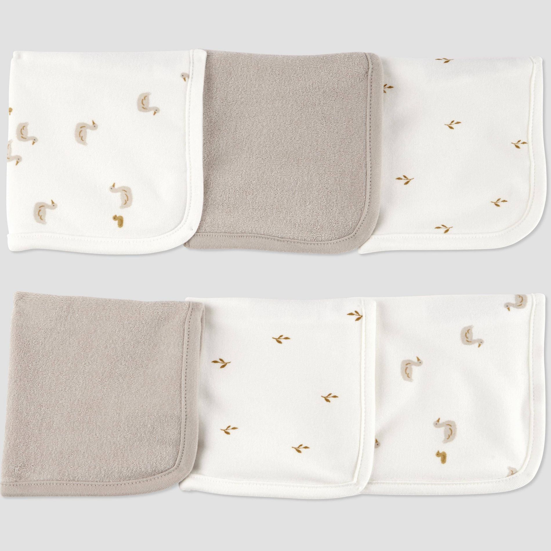 Carter's Just One You®️ Baby Duck Washcloth - Gray: Cotton Terry Animal Print 9"x9"