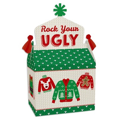 Big Dot of Happiness Ugly Sweater - Treat Box Party Favors - Holiday and Christmas Party Goodie Gable Boxes - Set of 12