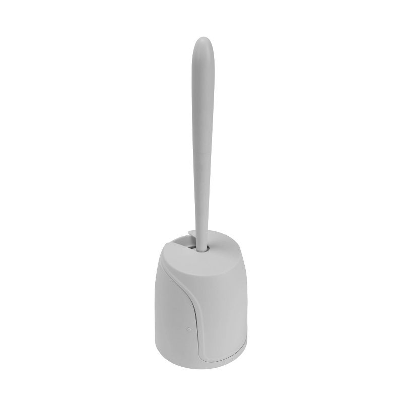 Toilet Brush &#38; Holder with Self Closing Lid With Soft Bristles White - Bath Bliss, 1 of 9