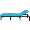 Tangkula Outdoor Rattan Chaise Lounge Chair Adjustable Backrest Recliner with Turquoise Cushions - 4 of 4