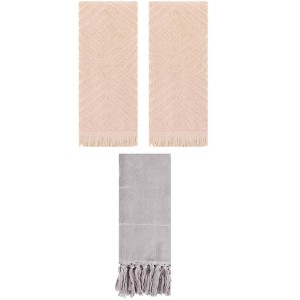 REGALWOVEN 3 Packs Cotton Soft and Absorbent Bathroom Turkish Hand Towels with tassel - 1 of 4