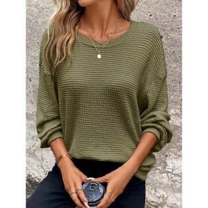 Womens Oversized Sweaters 2025 Long Sleeve Waffle Knit Casual Chunky Pullover Sweater Fall Winter Clothing - 1 of 4