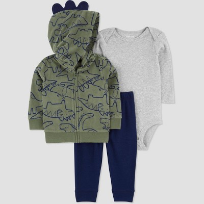 Image of Carter's Just One You® Baby Boys' Dino Cardigan & Bodysuit - Gray/Green 6M