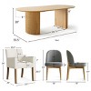 7-piece Dining Room Table Set, Oak Oval Table with 6 Linen Fabric Dining Chair and 2 Captain's Chair with Solid Wood Legs, Dining Room- Maison Boucle - 2 of 4