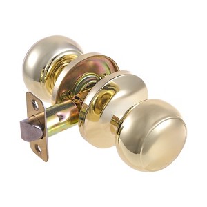 Gold Dummy Door Knob for Double Doors, Non-Turning French Style Closet Lever Handle, 1 Pack - 1 of 4