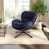 360°Swivel Chenille Accent Chair,Accent Chairs With Arms,Accent Chair With Faux Leather And Black Metal Base Frame -Maison Boucle‎ - 3 of 4