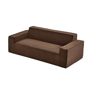 VEVOR 3-Seater Sofa in a Box, 83-Inch No Assembly Corduroy Couch with Memory Foam, Deep Seats for Living Room, Apartment, or Office, Brown - 1 of 4