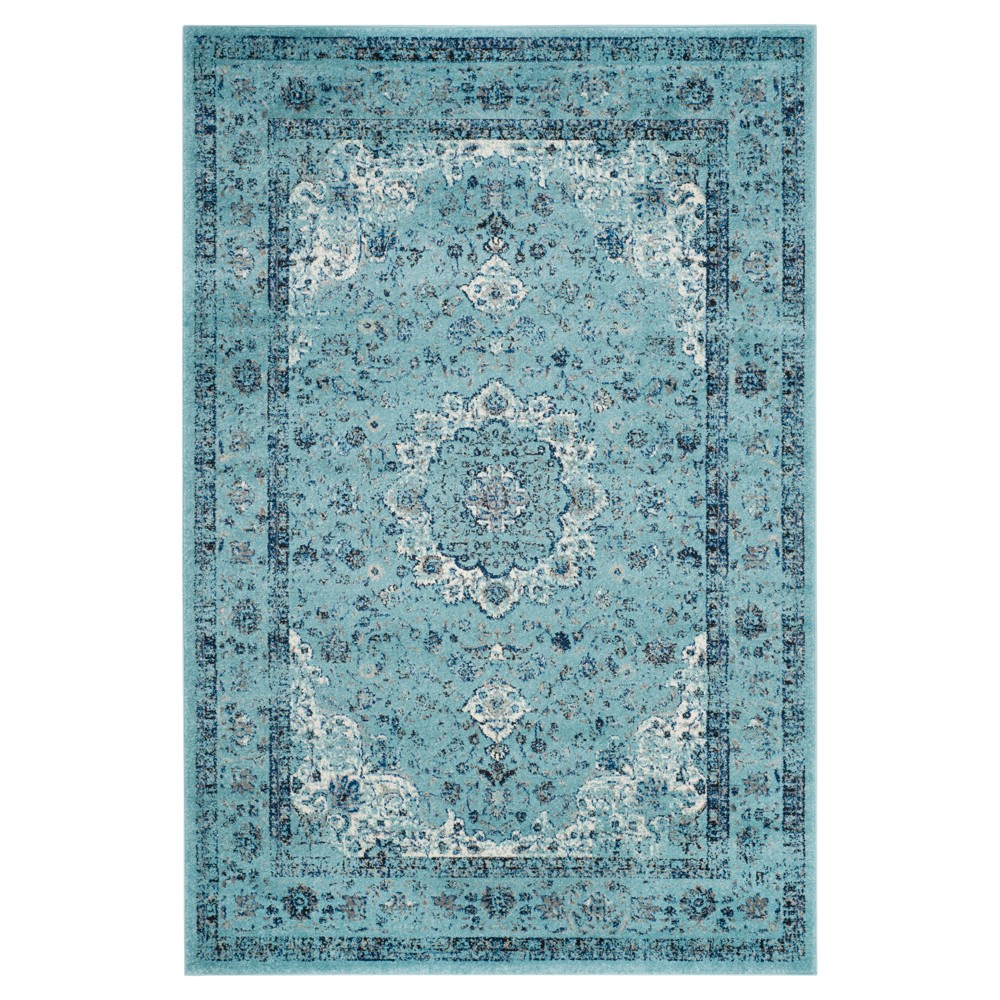 4'X6' Abstract Hooked Area Rug Blue - Safavieh