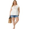 Agnes Orinda Women's Plus Size Ruffle Sleeve Eyelet Tie Neck Peasant Elegant Blouses - 3 of 4