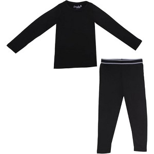EVERYDAY KIDS Girls Thermal Underwear Set – Long Johns Base Layer for Cold Weather – Microfleece & Moisture-Wicking, Black - 1 of 4