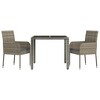 vidaXL 3 Piece Patio Dining Set - Contemporary Gray Poly Rattan with Cushions - Outdoor Durable Steel Frame - Modular Garden Dining Furniture - 3 of 4