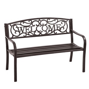 BestMassage Metal Garden Bench Outdoor Patio Furniture Park Bench - 1 of 4