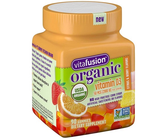 Vitafusion Organic Vitamin D3 Gummies - Citrus & Berry Flavors - 90ct