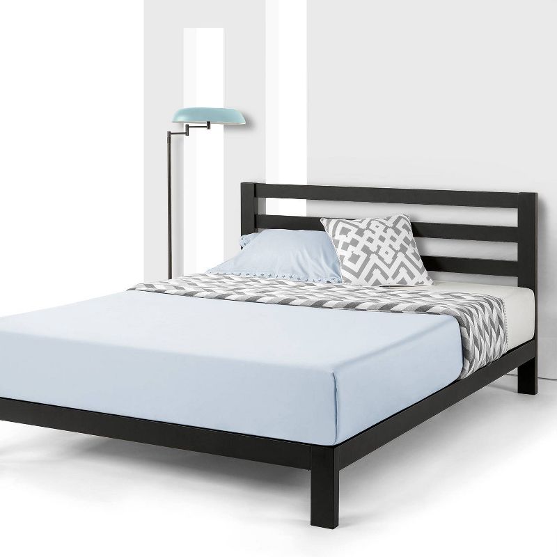 10" Modernista Classic Metal Platform Bed with Headboard Black - Mellow, 1 of 6