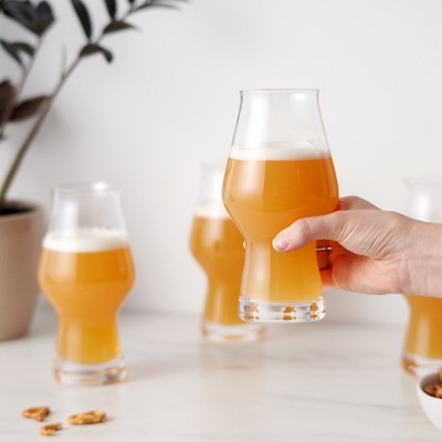 True Clear Glass IPA Beer Pint Glasses Set of 4