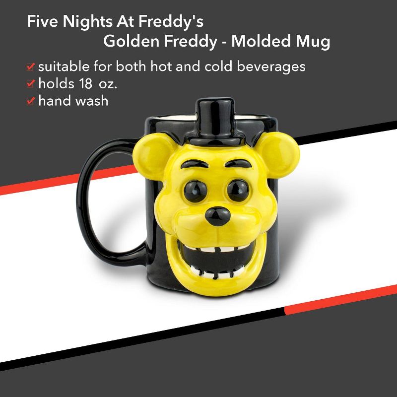 Just Funky Five Nights At Freddy Golden Freddy Fazbear Mug| 3D Ceramic Mug | 16 Ounces, 5 of 7