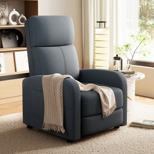 Manual Recliner Chair for Adults,Linen Fabric Upholstered Chair with High Backrest,Retractable Footrest& SidePocket, for Nursery Bedroom Living Room - 1 of 4