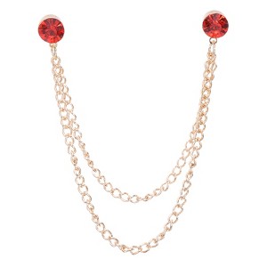 Unique Bargains Bouquet Coat Round Rhinestone Hanging Tassel Chain Lapel Suit Brooch Pins 1 Pc - 1 of 4