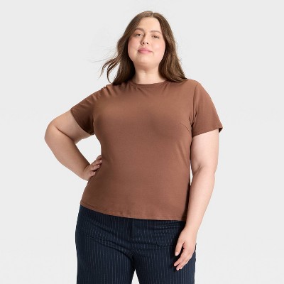 T-shirts Femme à Manches Courtes Avec Volants THE SET - Lot De 4 Coloris (Navy, Berry, Brown, Cream) - Taille M