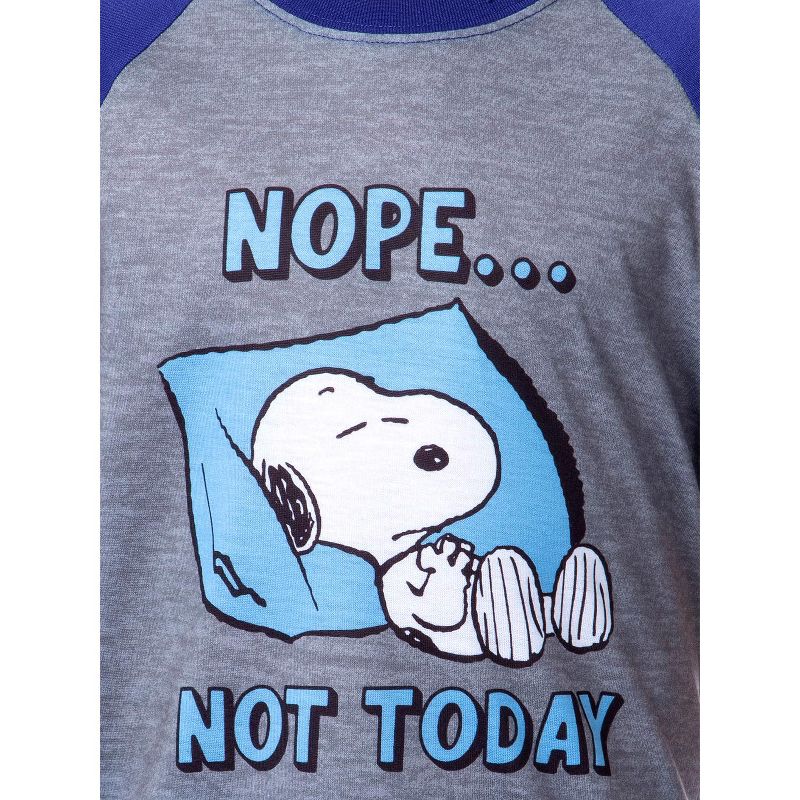 Peanuts Boy's Snoopy Nope Not Today Sleep Pajama Set Short Crewneck Multicolored, 3 of 6