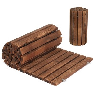 VINGLI 22in x 8ft Wooden Garden Pathway for Outdoors, Roll Out Pathway Flooring, Anti-Slip Patio Walkway with Wire&Stake - 1 of 4