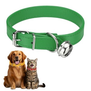 Unique Bargains Dog Collar with Bell Adjustable Buckle PU Leather Dog Collars - 1 of 4