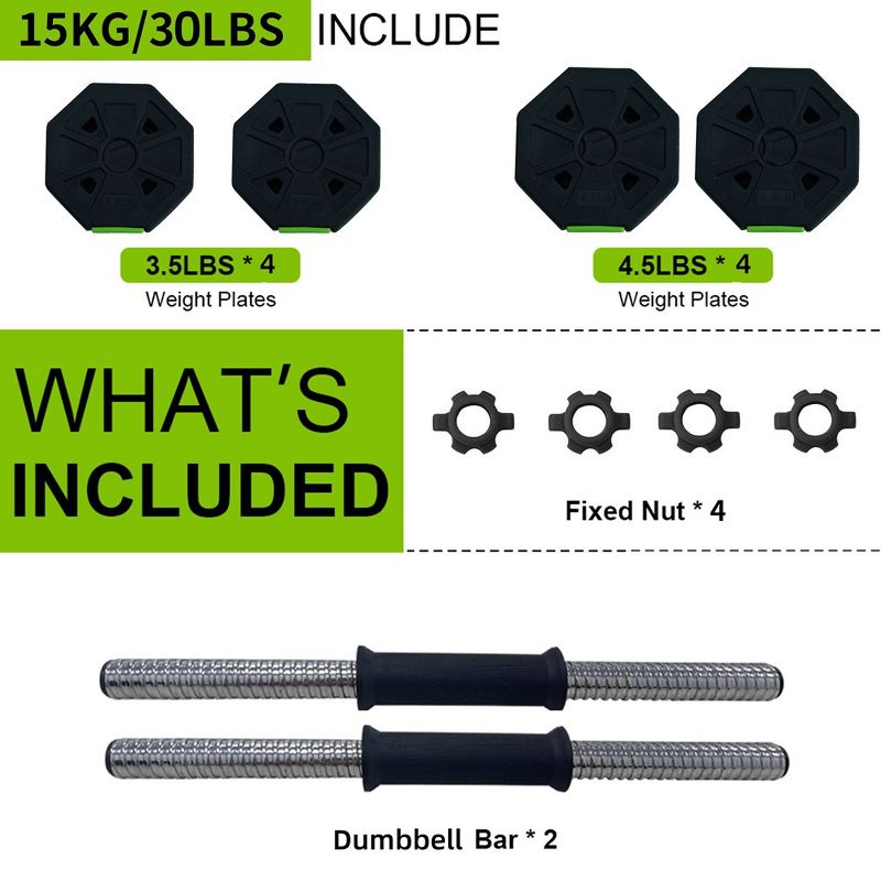 Adjustable Kettlebell Set, 4 in 1 Adjustable Dumbbell Set with Iron Handle,Octagon, 2 of 5