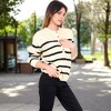 Anna-Kaci Women's Striped Waffle Knit Pullover with Button Down Collar - 3 of 4
