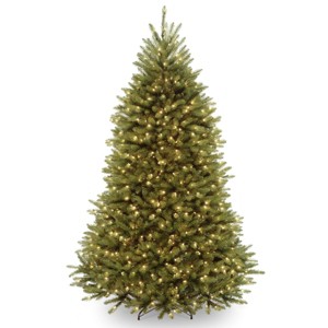 National Tree Company 7ft Full Pre-Lit Dunhill Fir Hinged Artificial Christmas Tree: 650 Dual Color LED Lights - 1 of 4