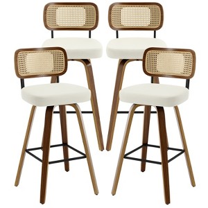 Bekrvio 26"/29” Swivel Bar Stools Set of 4, Upholstered Faux Leather Barstools with Back, Bar Chairs Island Stools for Kitchen Counter - 1 of 4