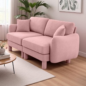 2-Seater Loveseat Sofa with Shell-Arm Design, Cylindrical Fabric Legs & Plush Foam - 1 of 4