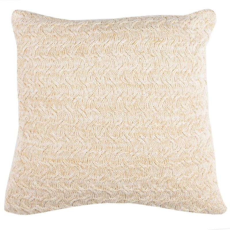 Adara Knit Pillow - Natural/Gold - 20" X 20"  - Safavieh., 3 of 4