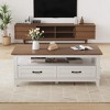 Farmhouse Coffee Table, Rectangle for Living Room, Center Table with 2 Drawers, Open Storage Shelf - 4 of 4