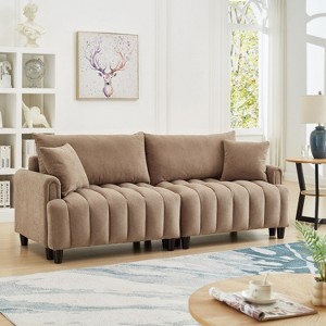 Sapphtopaz 83" Couches for Living Room 3-Seater Upholstered Convertible Sleeper Sofa with Adjustable Backrest and 2 Pillows Loveseat for Bedroom - 1 of 4
