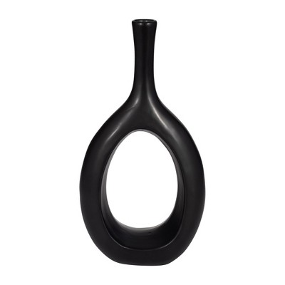 Sagebrook Home Ceramic Cut-Out Vase - Decorative Circle Vase For Flower Display